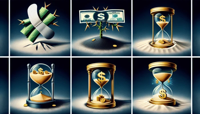 Collage of misleading payday loan ads showing "quick relief", "zero interest", and "Guaranteed Approval" claims.