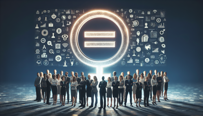 Diverse group under ECOA logo, symbolizing unity and protection from credit discrimination.