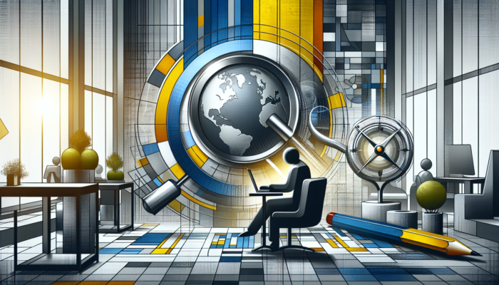 A marketer analyzing keyword data on a large screen using Google Keyword Planner and SEMrush.