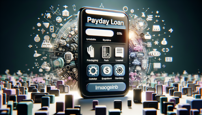 A smartphone showing a payday loan website with large buttons and a clear menu, optimized for mobile use.
