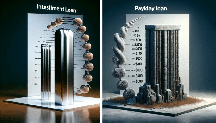 Image showing calendars and interest rates comparing installment and payday loans.