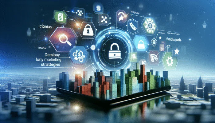 Infographic showcasing payday loan marketing strategies with charts, icons, and bold text on a professional background.