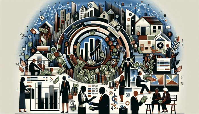 Infographic displaying payday loan usage statistics and trends with charts and financial situation illustrations.