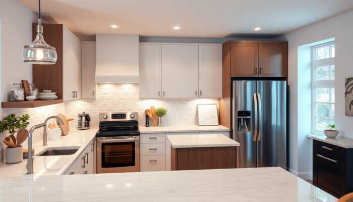 A beautifully renovated kitchen featuring high-end appliances, stylish countertops, and unique design elements, exemplifying the flexibility of personal loans for customized renovations.